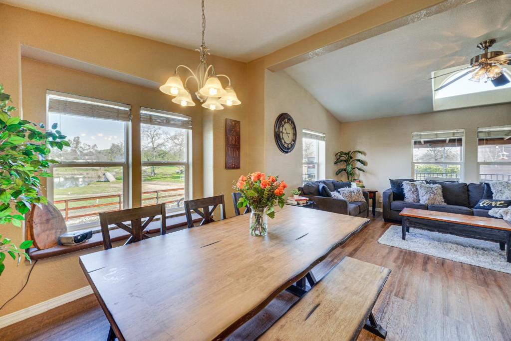 a living room with a table and a couch at Lincoln Vacation Rental with Private Fire Pit! in Lincoln