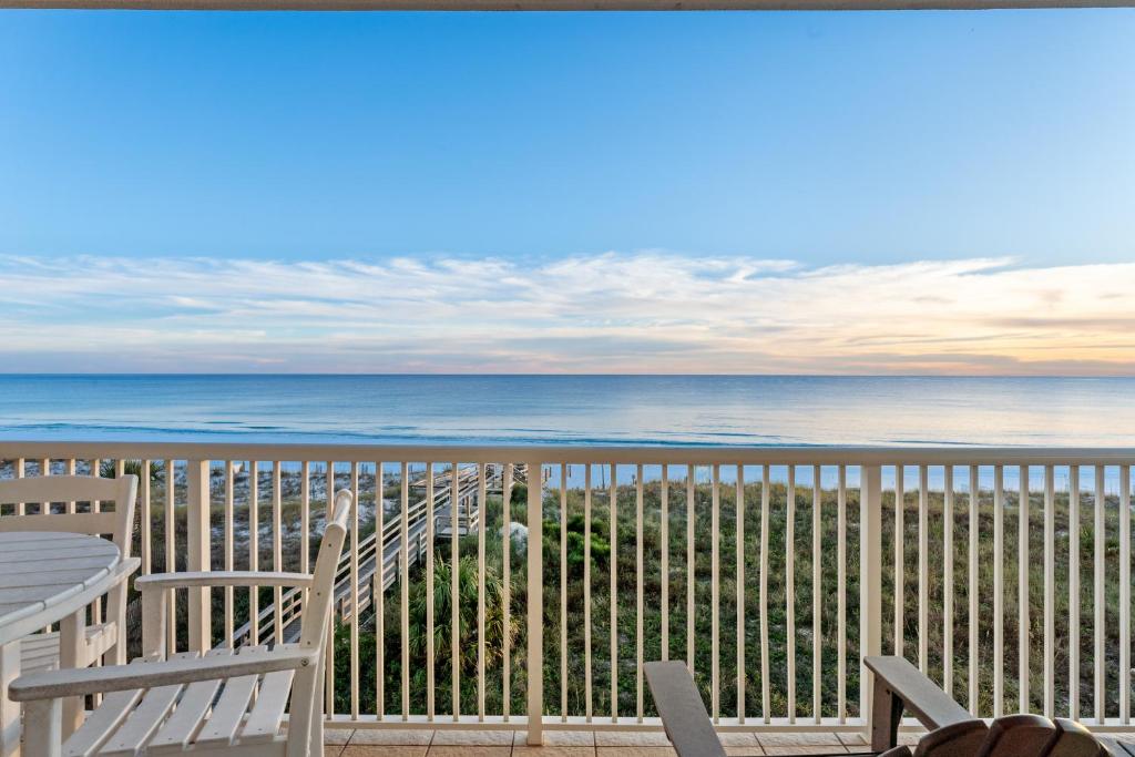 a view of the ocean from a balcony at Gulfside 402 - True Luxury BEACHFRONT at Destin West - Best View in the Resort! in Fort Walton Beach