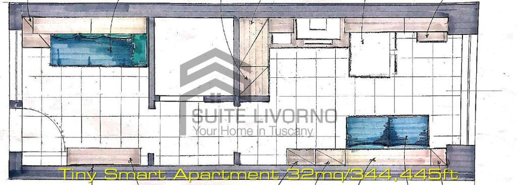 a floor plan of a building with a building at Suites Marilia Apartments - Suite Livorno Holiday Home Group in Livorno
