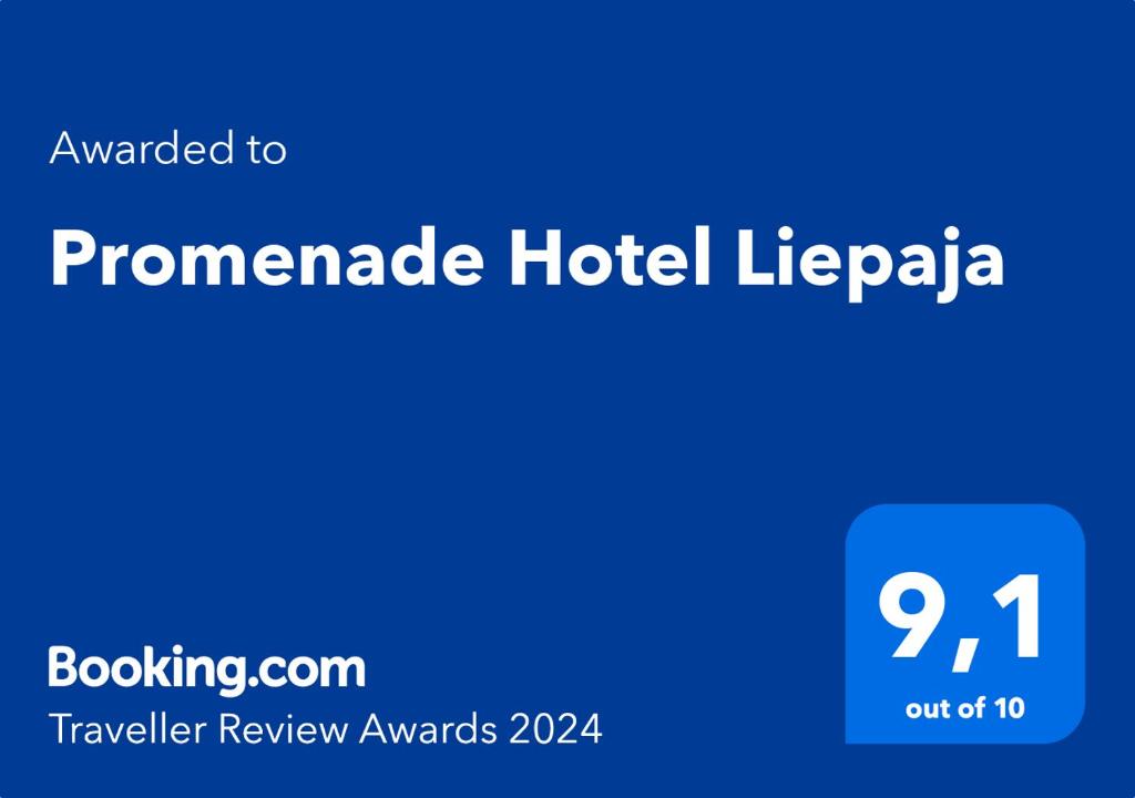 Certifikát, hodnocení, plakát nebo jiný dokument vystavený v ubytování Promenade Hotel Liepaja