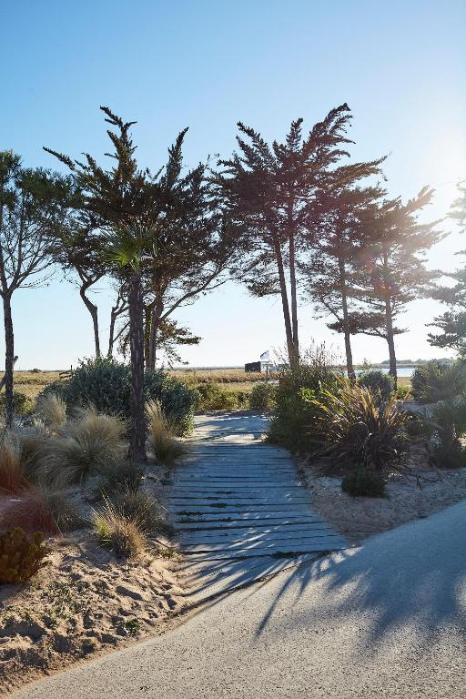 a path with trees and plants on a beach at Le Phare in Les Portes
