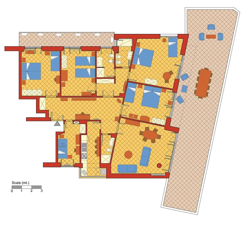 Plan piętra w obiekcie ROMAC San Saba 5-Bedroom and Terrace near Ostiense
