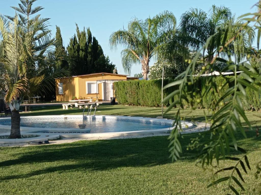 a swimming pool in the yard of a house at Albanta in Chipiona