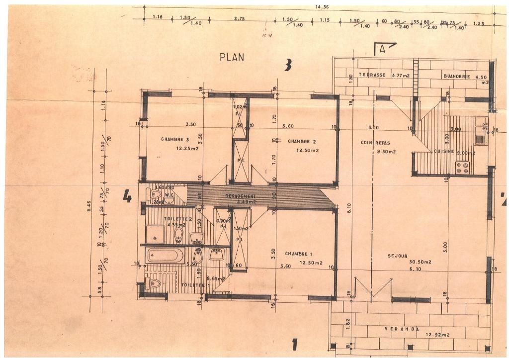 a drawing of a floor plan of a house at Villa Montjoly in Le Morne-Vert