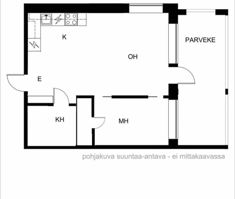 a diagram of a floor plan of a house at Modern apartment in great location in Vantaa