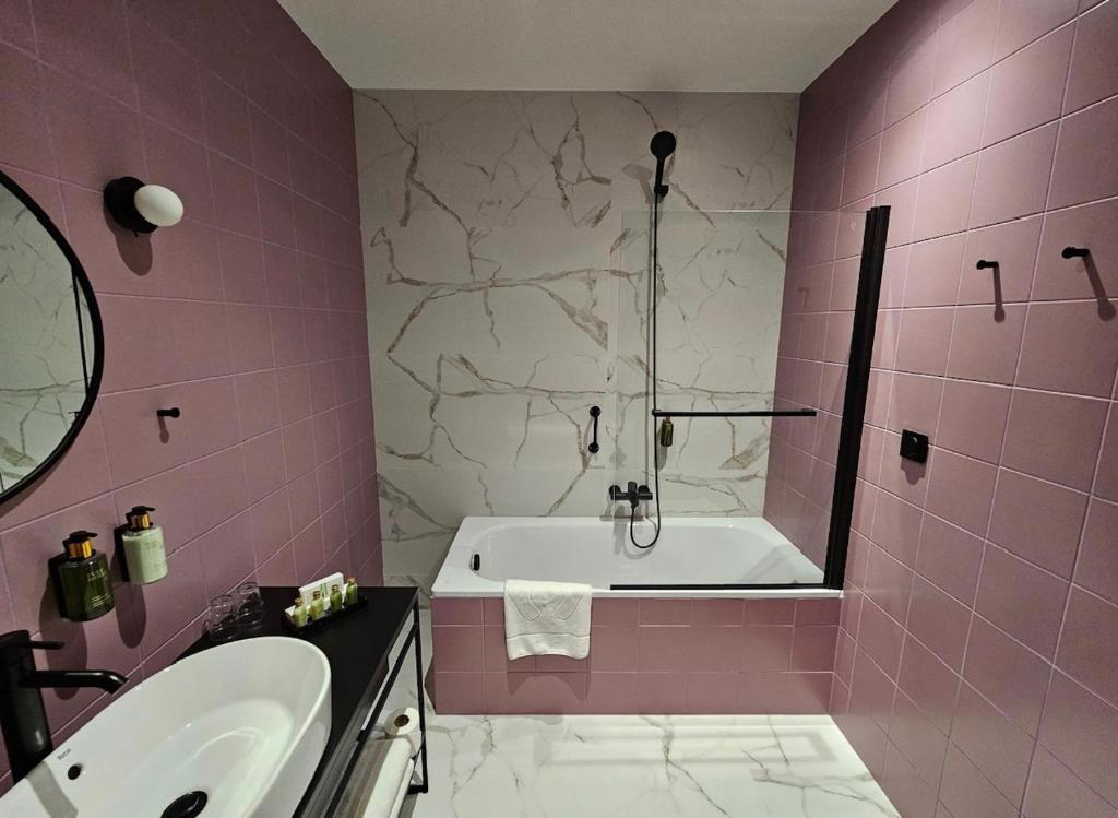 Koupelna v ubytování Hotel Pietryna