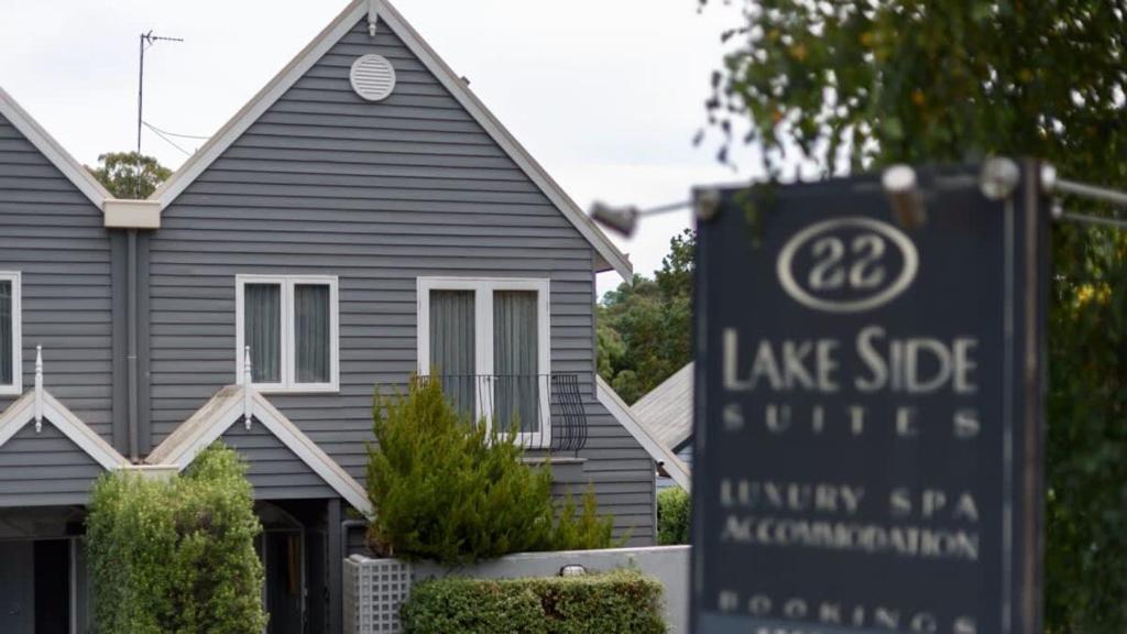 a house with a lake side sign in front of it at Lakeside Suite 1 - Lake View & Spa Bath in Daylesford