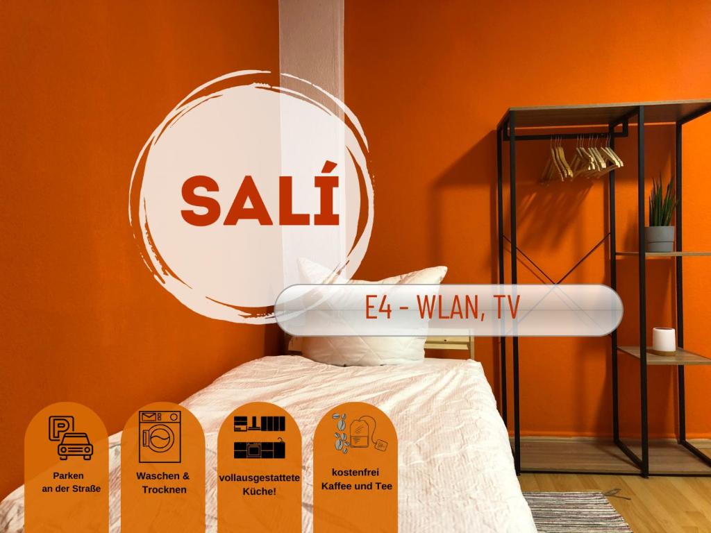 a display of a sale sign in a room at Sali - E4 - WLAN, Waschmaschine in Essen