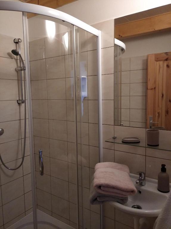 Koupelna v ubytování Statek Bílý Dvůr