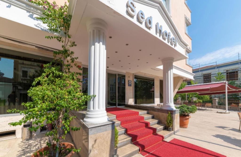 a building with a red carpet outside of a store at Sed Bosphorus Hotel in Istanbul