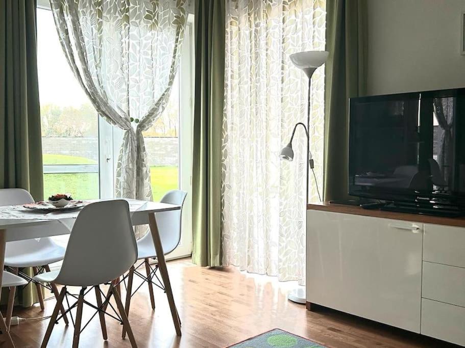 Televízia a/alebo spoločenská miestnosť v ubytovaní Apartman pri X Bionic Sphere Samorin s vínnou pivnicou