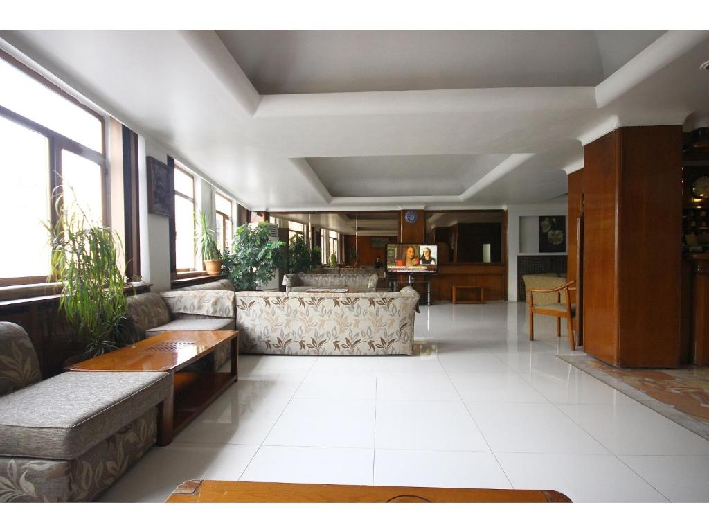 a large living room with couches and a table at Venus Hotel Taksim in Istanbul