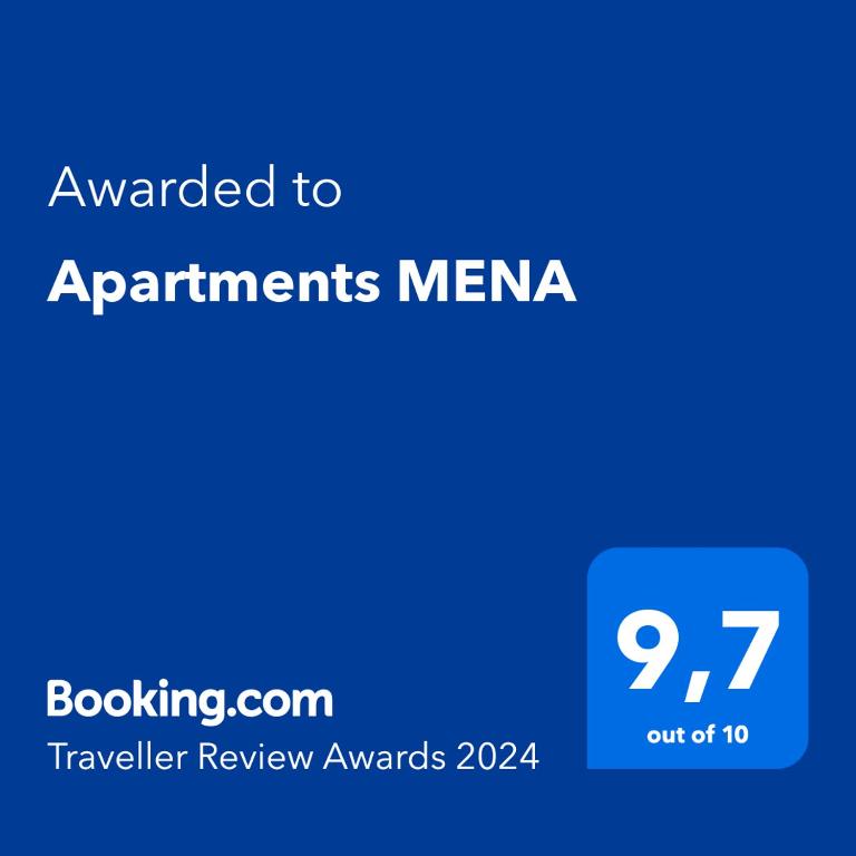 Certifikát, ocenenie alebo iný dokument vystavený v ubytovaní Apartments MENA