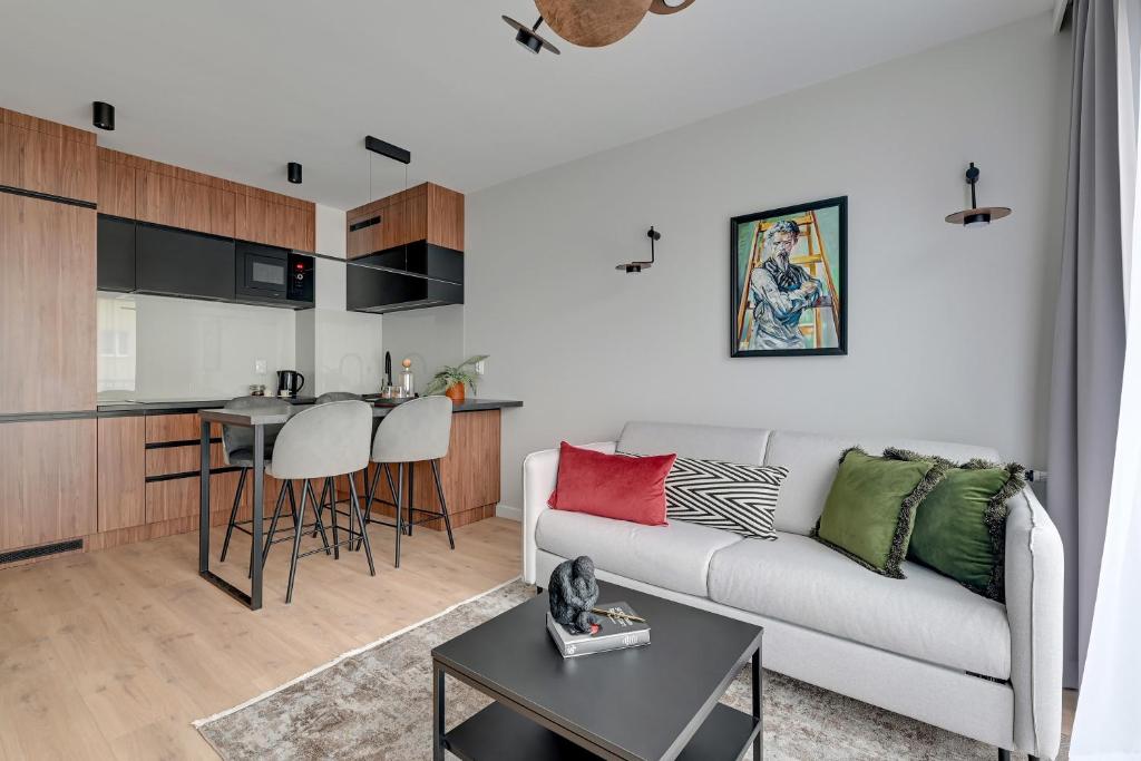 พื้นที่นั่งเล่นของ Lion Apartments - Młoda Polska Nowy Apartament z parkingiem