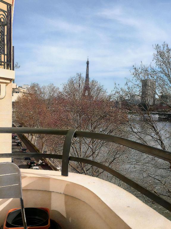 Beautiful Flat View Of The Seine And Eiffel Tower