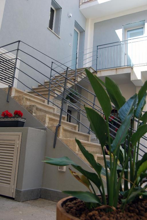 a staircase in a building with a potted plant at Marsala In centro in Marsala