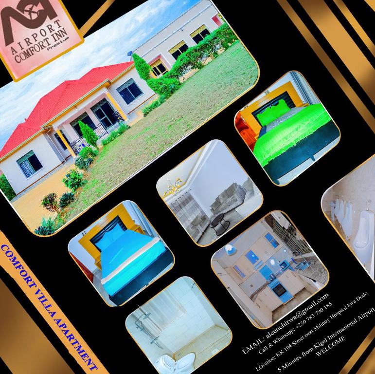 吉佳利的住宿－Venus VIP VILLA SUITES，一本杂志,上面有四张房子的照片