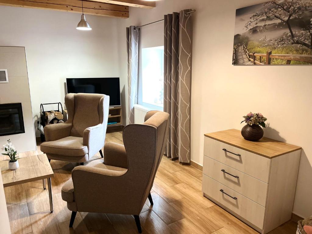 TV a/nebo společenská místnost v ubytování Apartmány Rosenberg