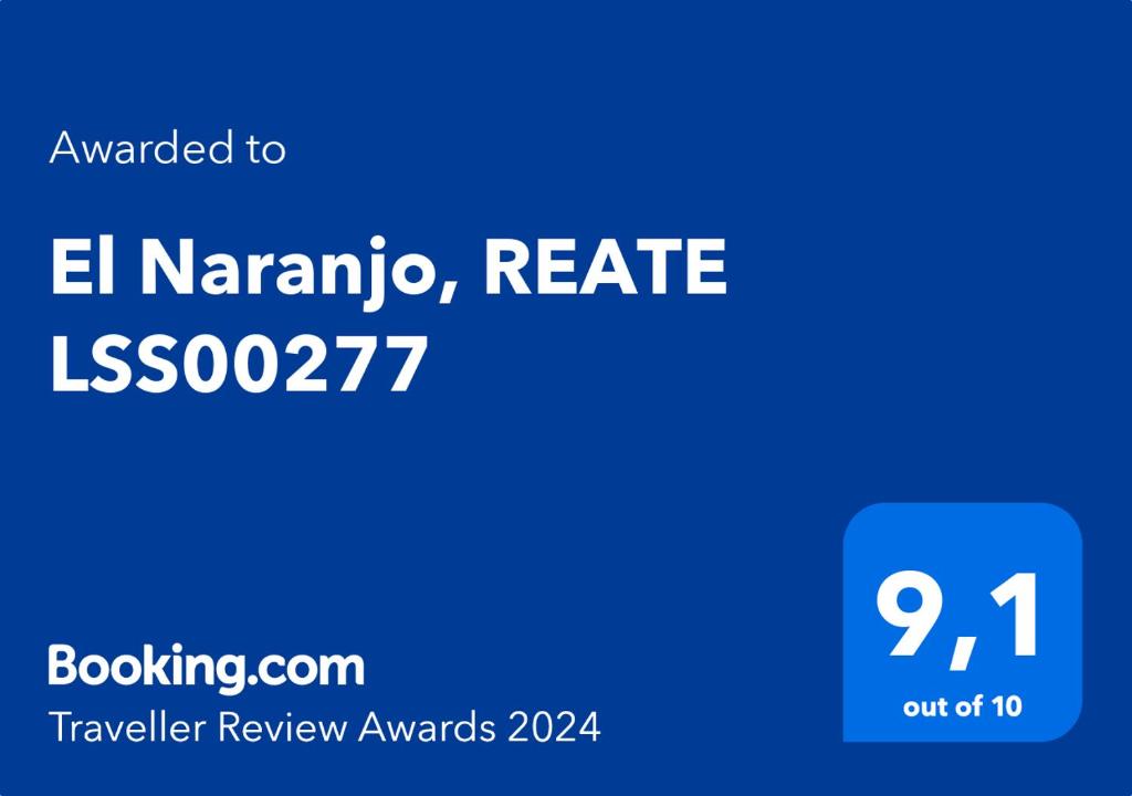 Um certificado, prêmio, placa ou outro documento exibido em El Naranjo, REATE LSS00277