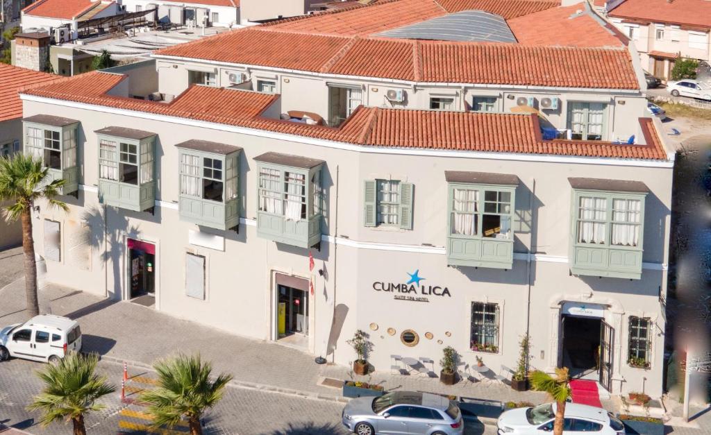 an overhead view of a building in a city at Cumbalıca Beach Hotel in Cesme