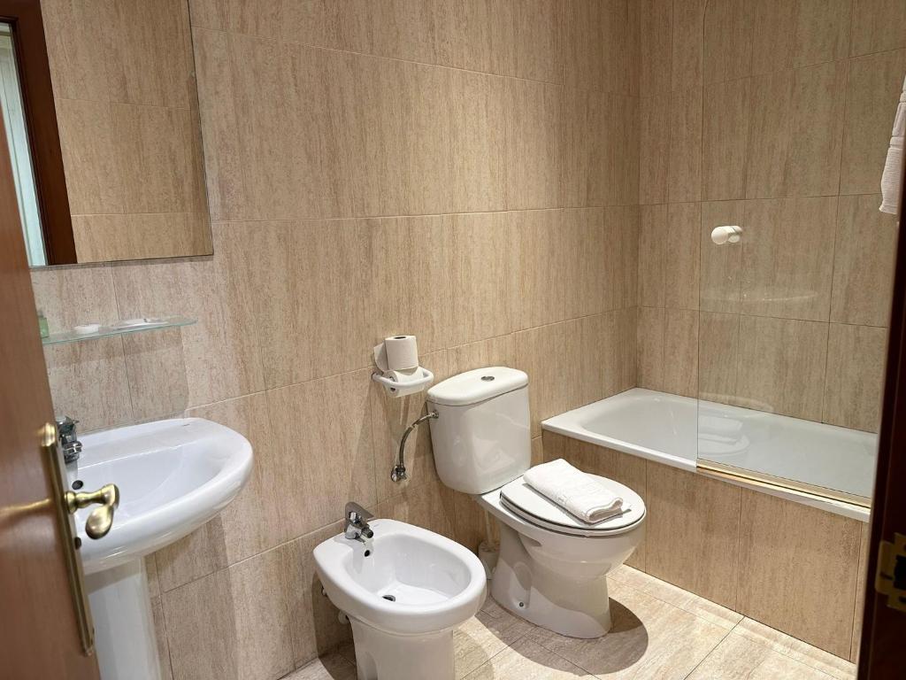 Koupelna v ubytování Hotel Sancho
