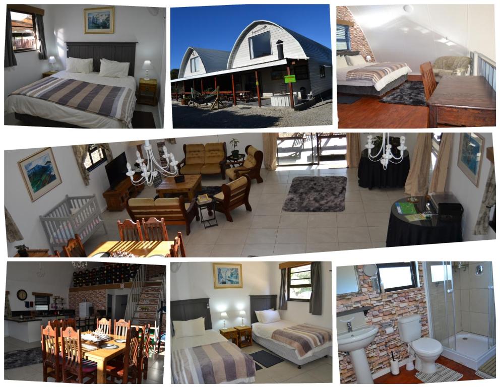 un collage de cuatro fotos de una habitación en Arch Cabins Self Catering Homes Storms River, en Stormsrivier