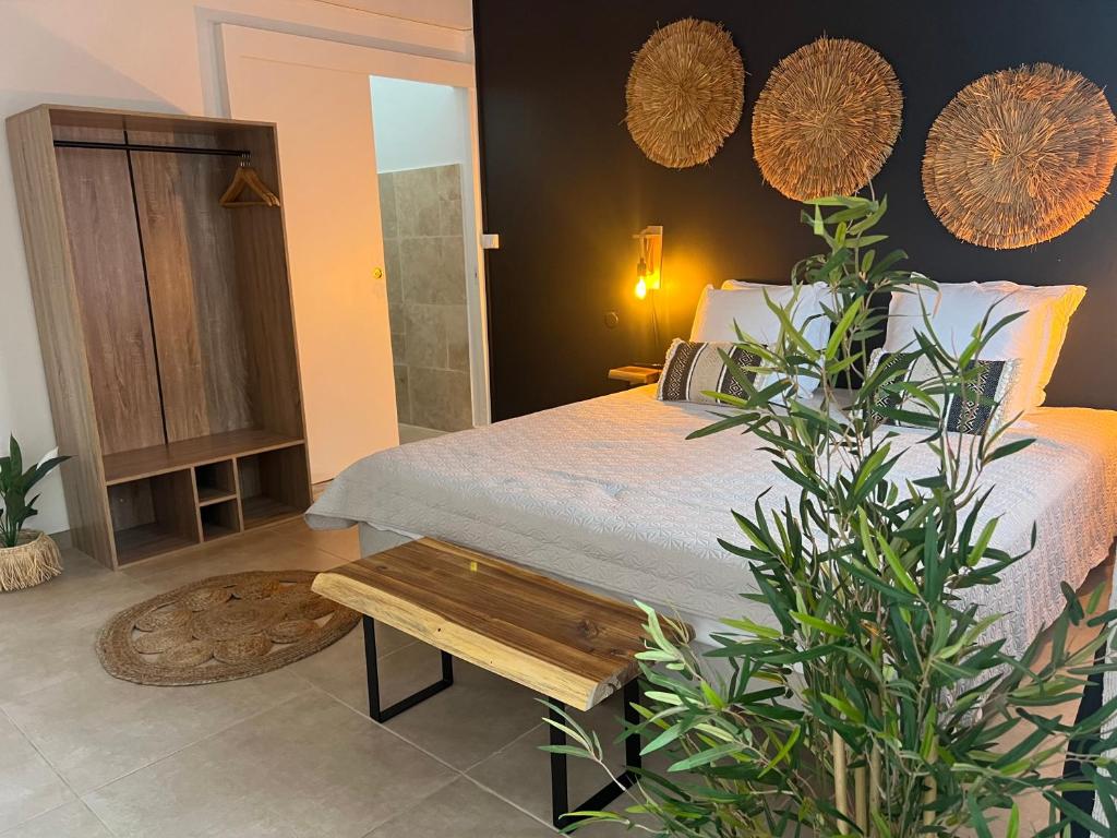 Postel nebo postele na pokoji v ubytování Appartement 2 chambres Sainte-Luce