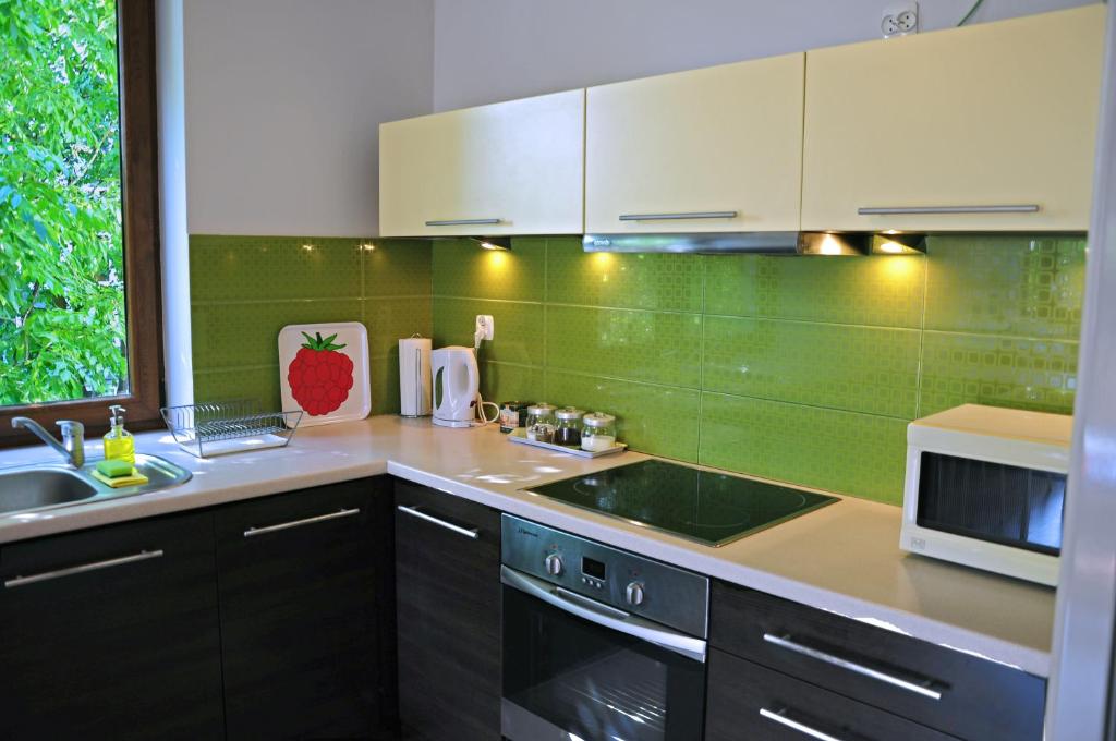 Kuchyň nebo kuchyňský kout v ubytování Color Apartment