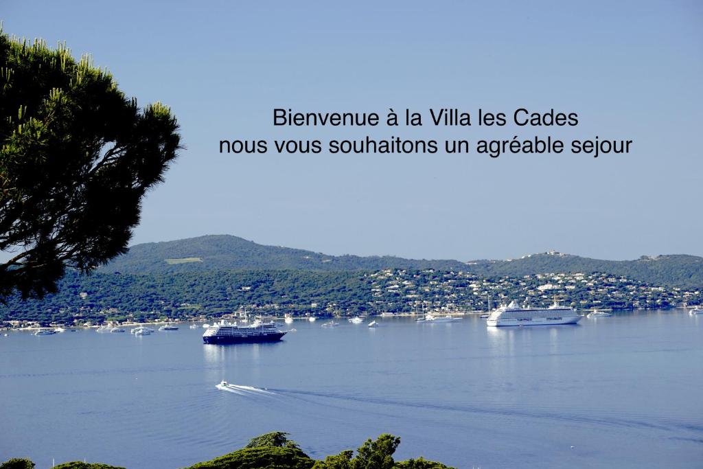 a large body of water with boats in it at Villa les Cades in Sainte-Maxime