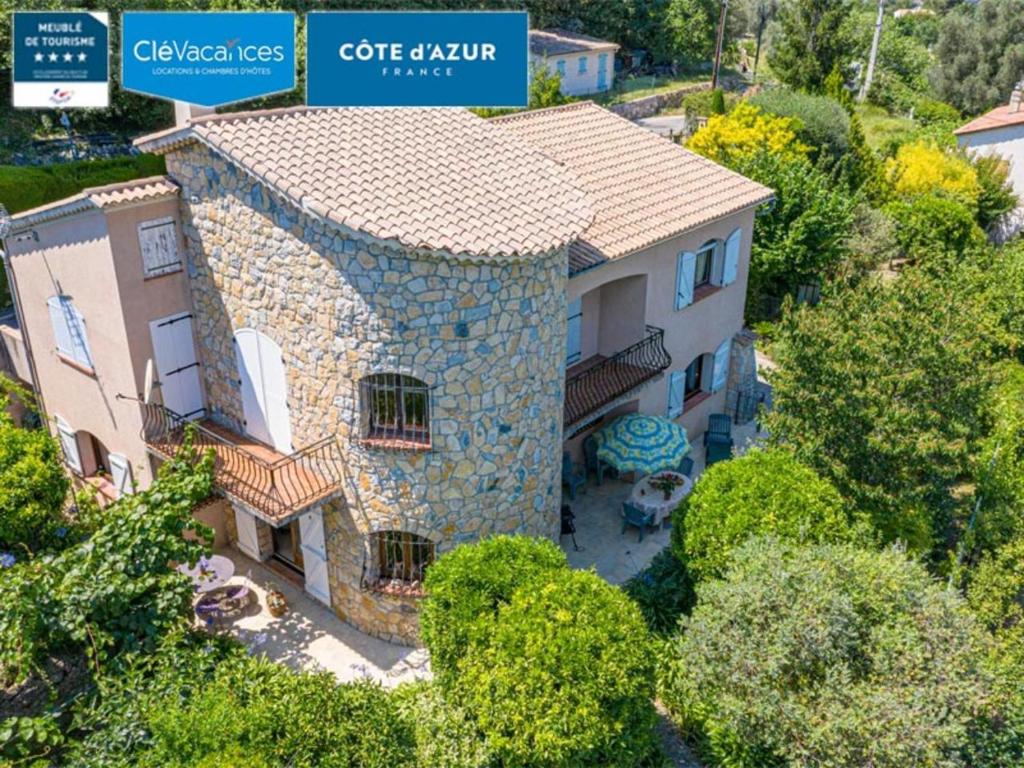 an aerial view of a house with a stone building at L'eugénie Le bar-sur-loup in Le Bar-sur-Loup