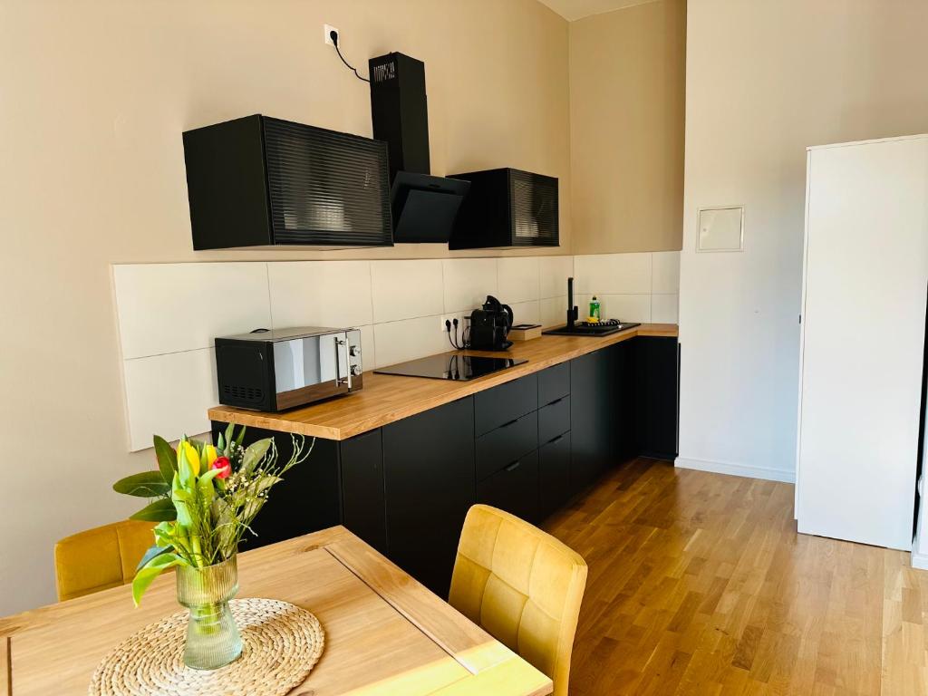 Kuchyň nebo kuchyňský kout v ubytování Apartment FAUNA in Halle an der Saale