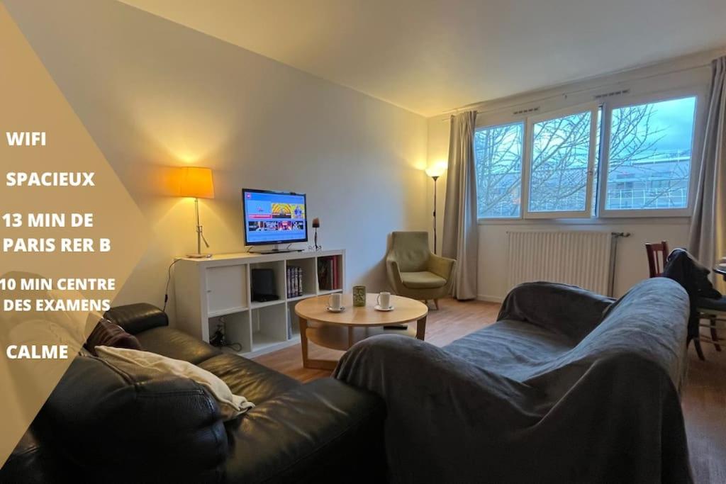 un salon avec un canapé et une table dans l'établissement Duplex élégance, à Arcueil