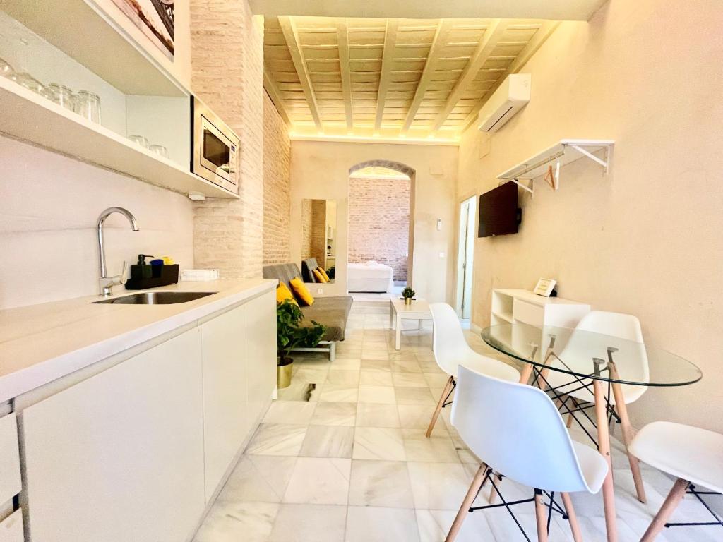 A kitchen or kitchenette at Click Triana - Patio Privado
