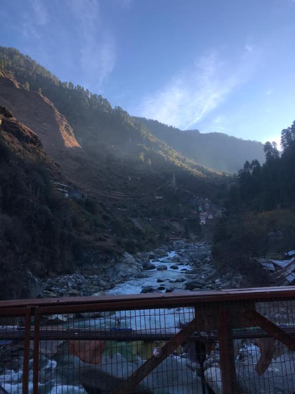 a view of a river in a valley at Kasol Village Camp in Kasol