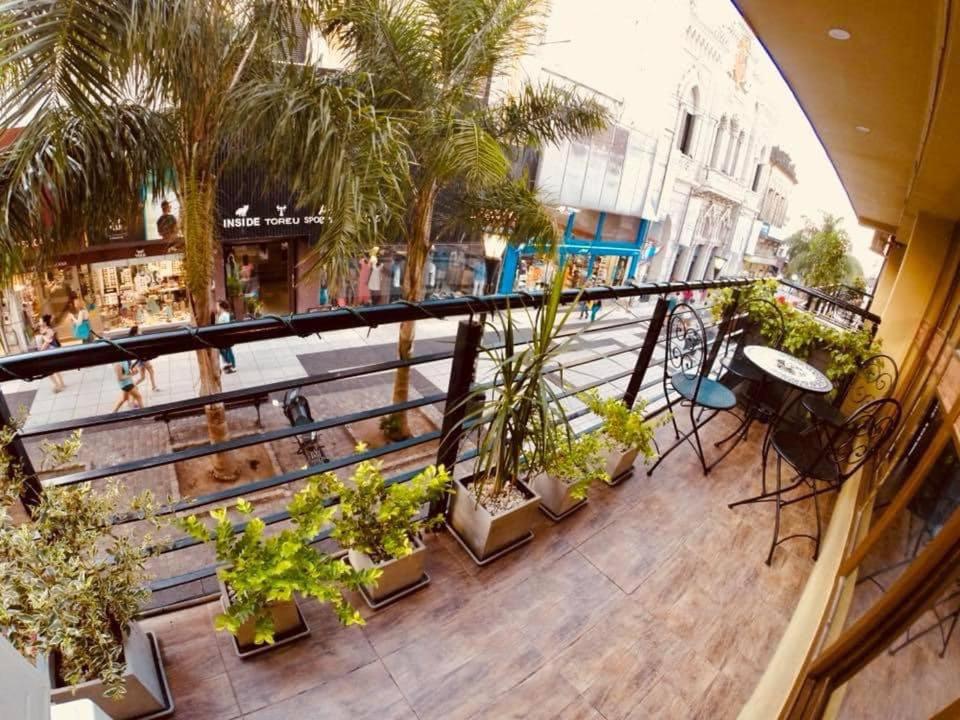 d'un balcon avec des plantes en pot. dans l'établissement Peatonal Suites Paraná, à Paraná