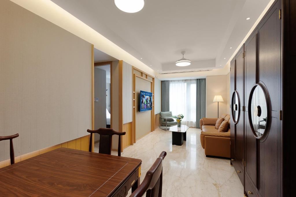 Posezení v ubytování Doria Home International Apartment -Guangzhou Huijin IFC Keyun Road Metro Branch-Canton Fair Free Shuttle