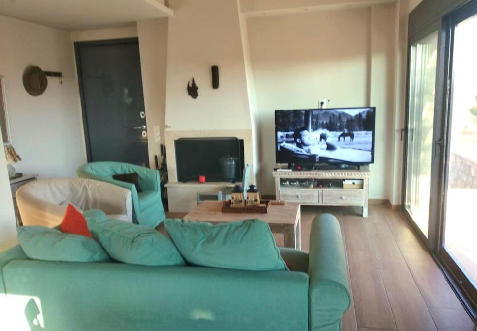 TV a/nebo společenská místnost v ubytování Το Σπίτι της Ελιάς