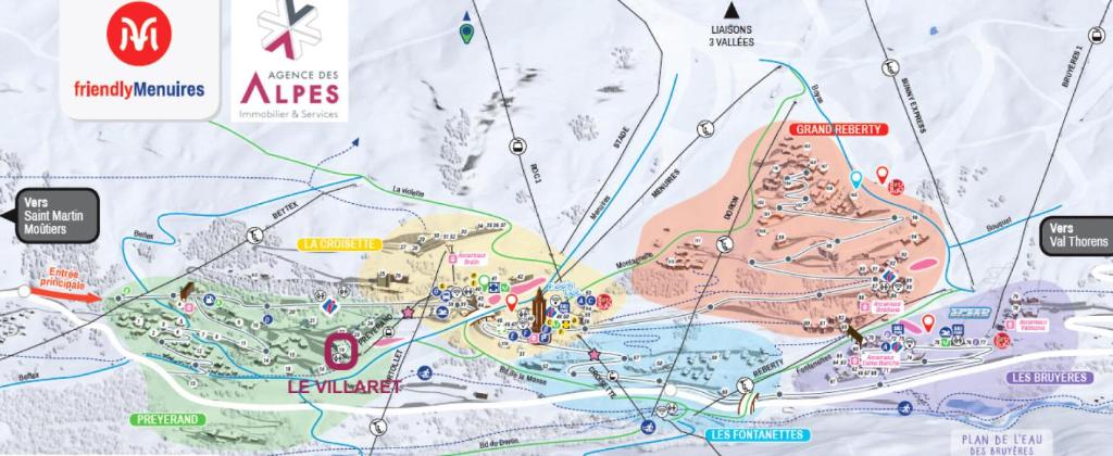 a map of the disney springs attractions at Résidence Villaret - Studio pour 4 Personnes 194 in Les Menuires