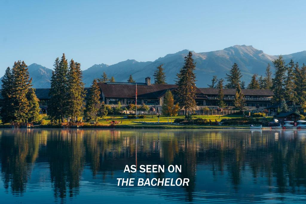 as seen on the backside of a lake at Fairmont Jasper Park Lodge in Jasper