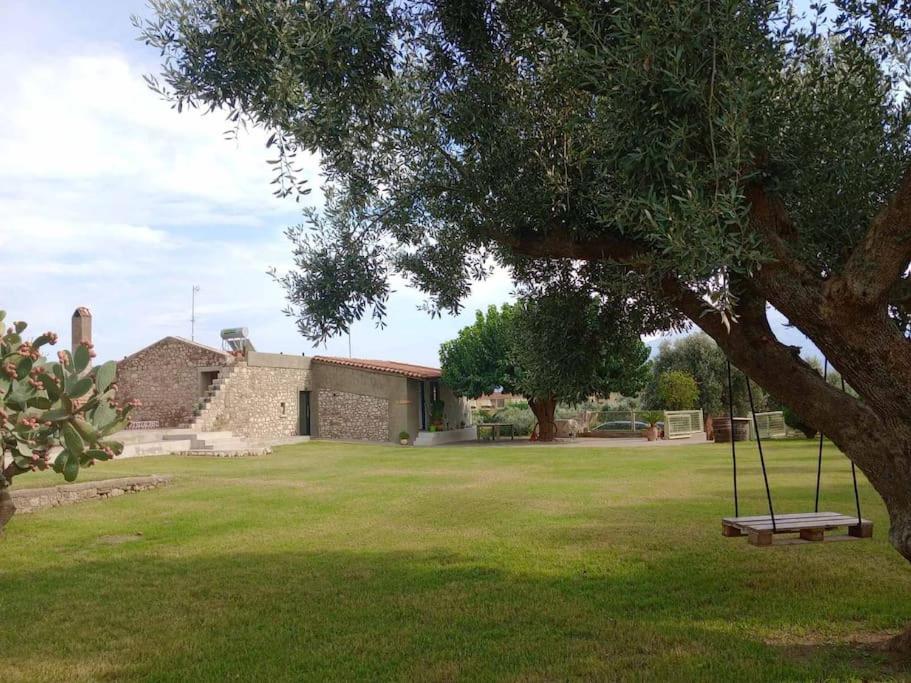 Eine Schaukel hängt von einem Baum im Hof in der Unterkunft Ktimaoliva2 in Nafpaktos