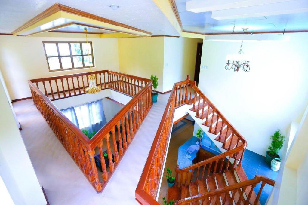 an overhead view of a room with a fish tank at Hillside Villa in Basco