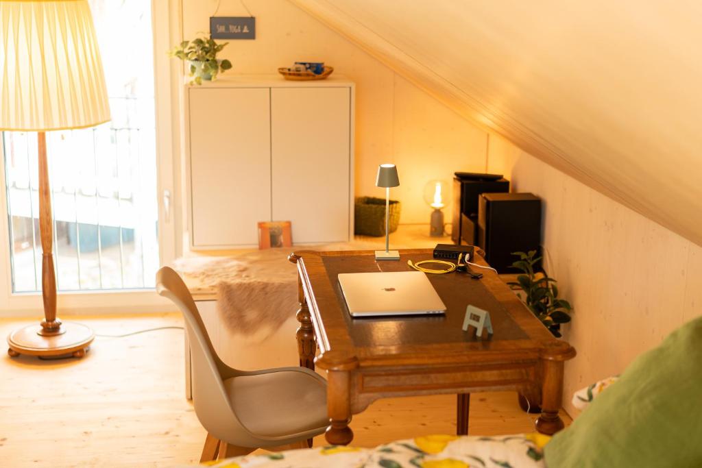 TV a/nebo společenská místnost v ubytování Tiny House Chez Claudine - Relaxen, Workspace, Nähe Thermen, Netflix, free Parking & Wifi