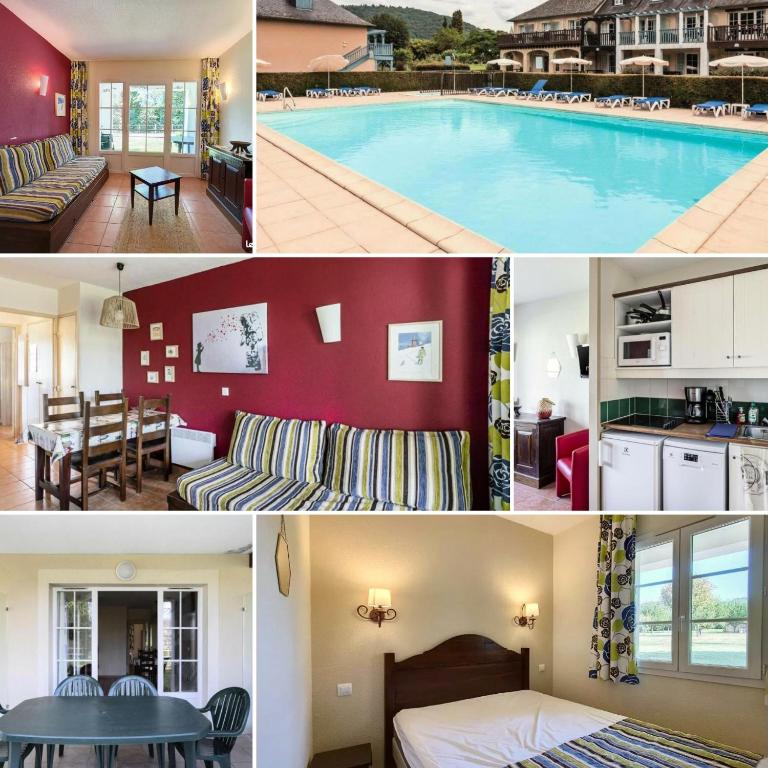 un collage de photos d'une maison avec une piscine dans l'établissement Le meilleur des Belles Rives Immozen46, à Argentat