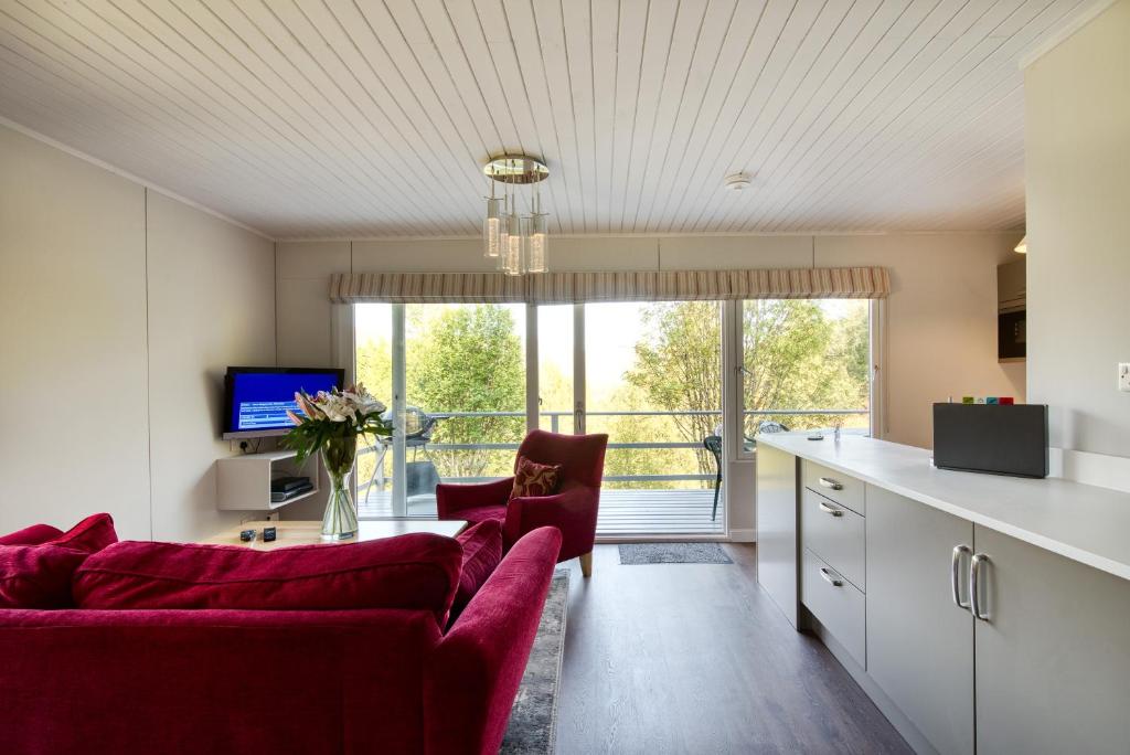 TV a/nebo společenská místnost v ubytování 2 bedroom lodge with stunning loch mountain views