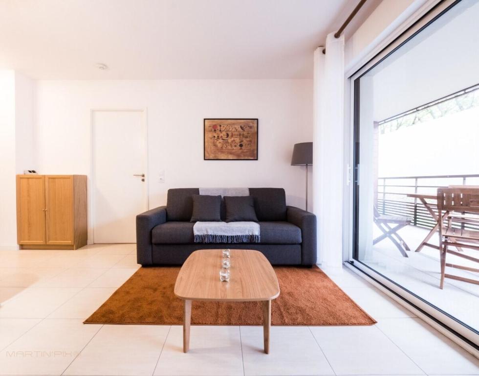 卡斯泰爾諾萊萊的住宿－Le clos des chênes - terrasse et parking，客厅配有沙发和桌子