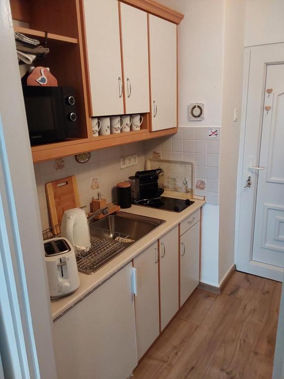 Kuchyň nebo kuchyňský kout v ubytování Léna apartman