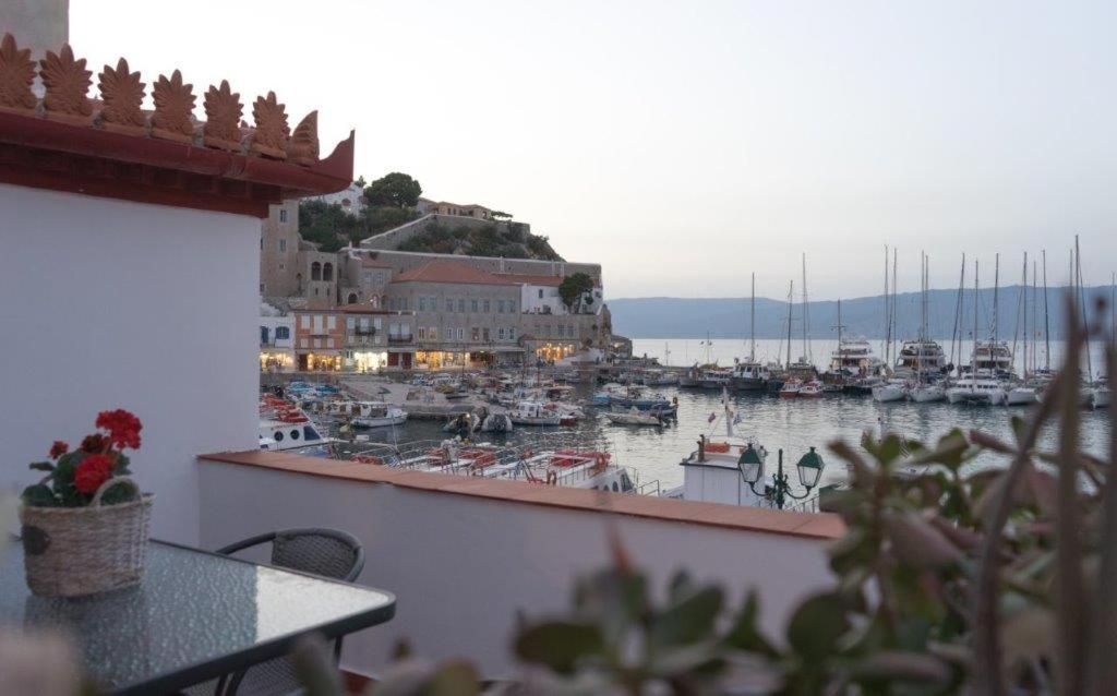 a view of a marina with boats in the water at in Hydra in Hydra