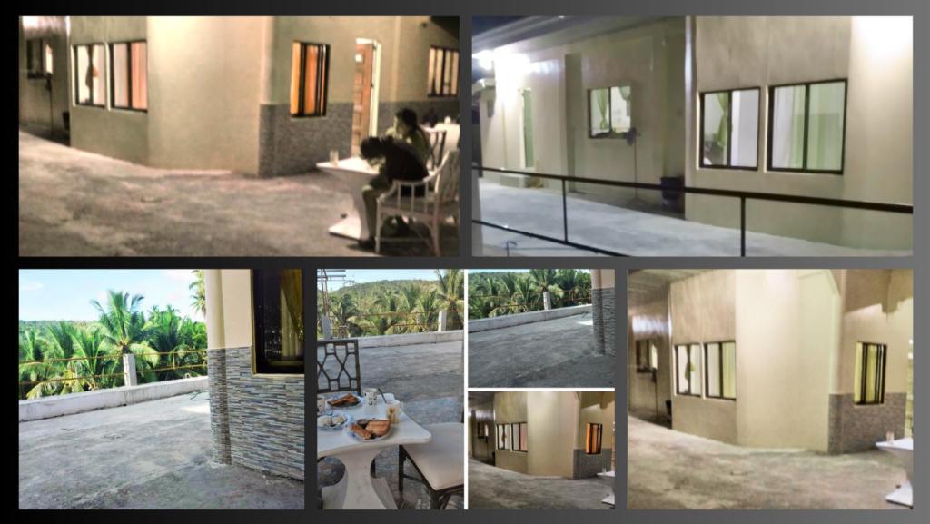 a collage of four pictures of a building at Oslob Hilltop Transient House in Cañang