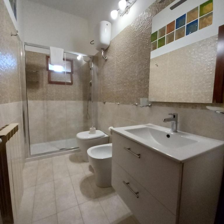 Koupelna v ubytování b&b Oikos