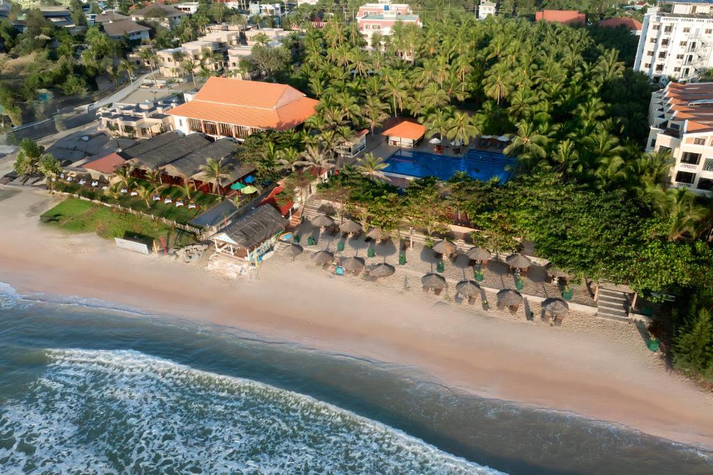 an aerial view of a resort on the beach at Sea Lion Beach Resort Mui Ne in Mui Ne